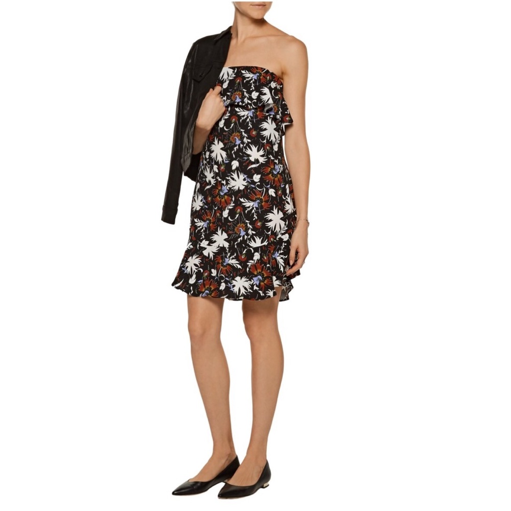 A.L.C. ruffled printed silk mini dress